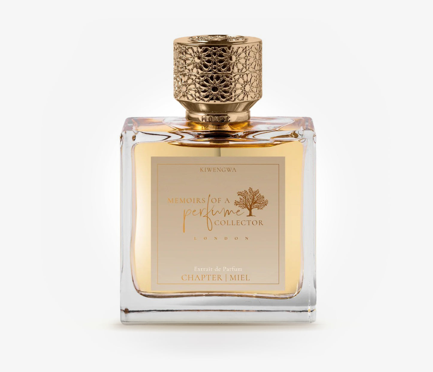 Memoirs of a perfume collector Chapter Miel niche perfume bottle on a pale grey background