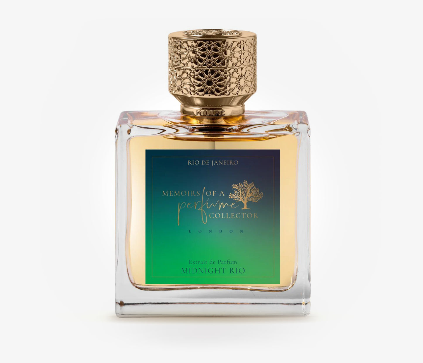 Memoirs of a perfume collector Midnight Rio niche perfume bottle on a pale grey background