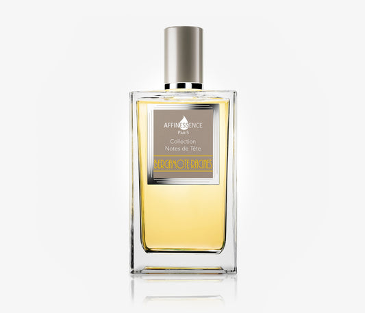 Affinessence Bergamote-Racines luxury niche perfume bottle on a pale grey background.