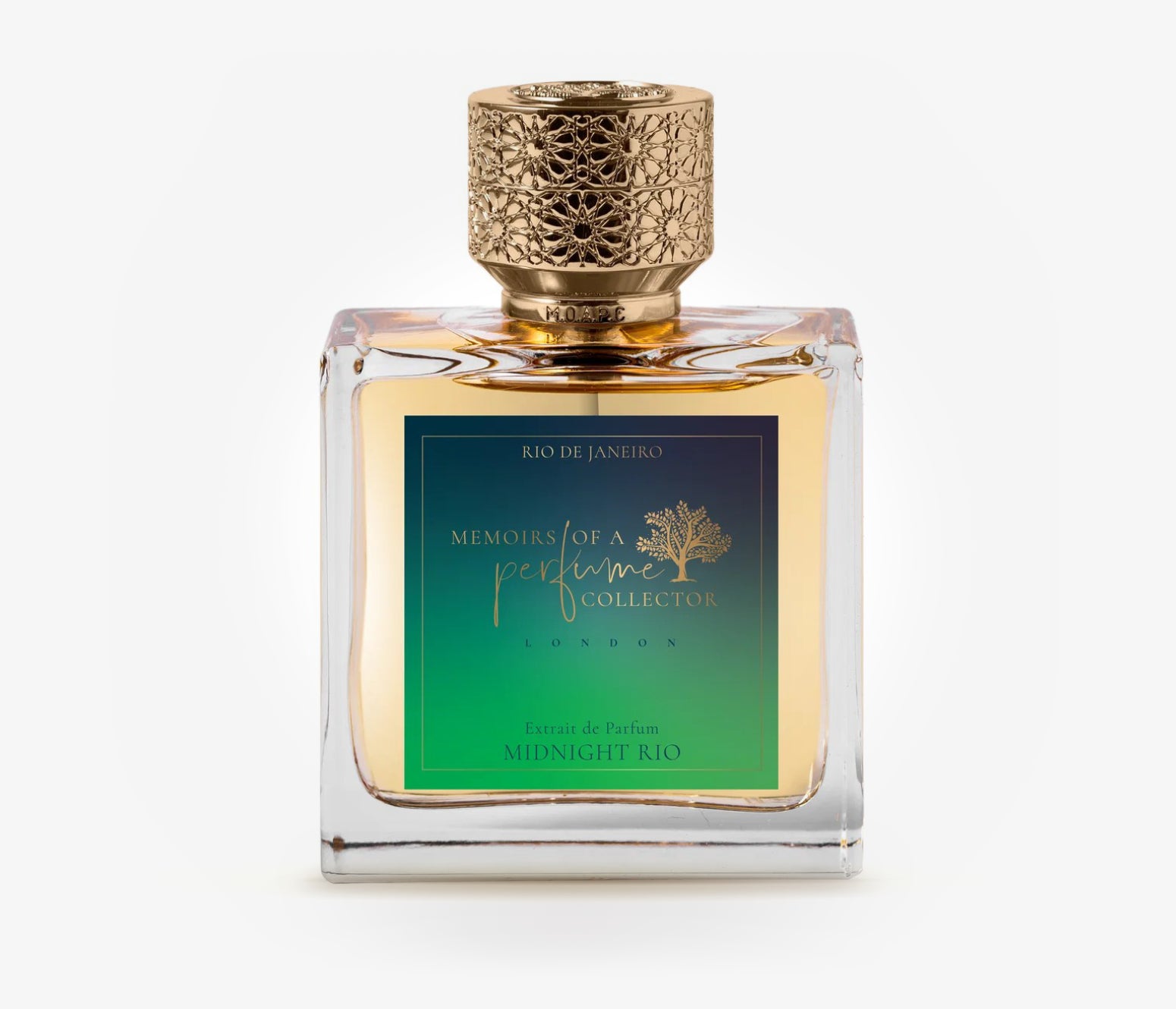 Memoirs of a perfume collector Midnight Rio niche perfume bottle on a pale grey background